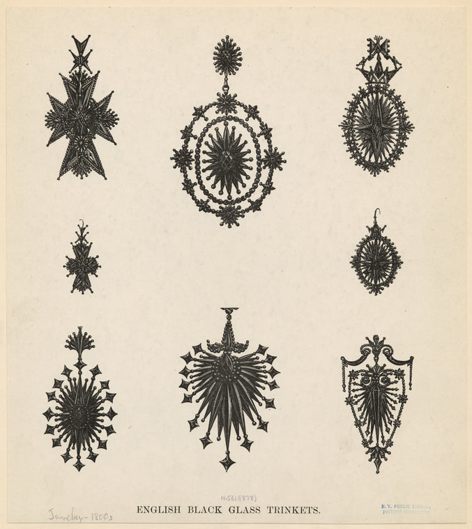 English black glass trinkets