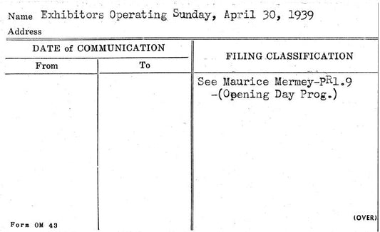 Exhibitors Operating Sunday, April 30, 1939