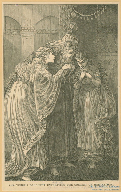 The Vizier's daughter entreating the consent of her father.