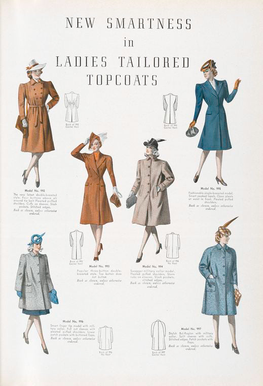 Ladies tailored topcoats.