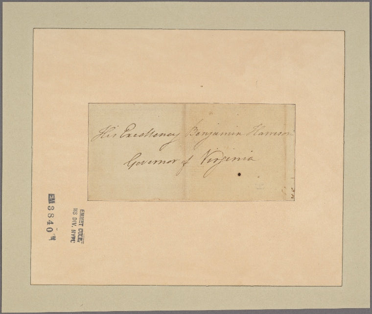 Letter to Gov. Benjamin Harrison [Richmond]