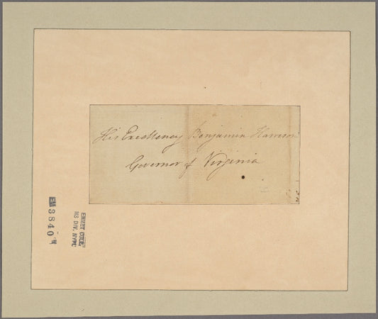 Letter to Gov. Benjamin Harrison [Richmond]