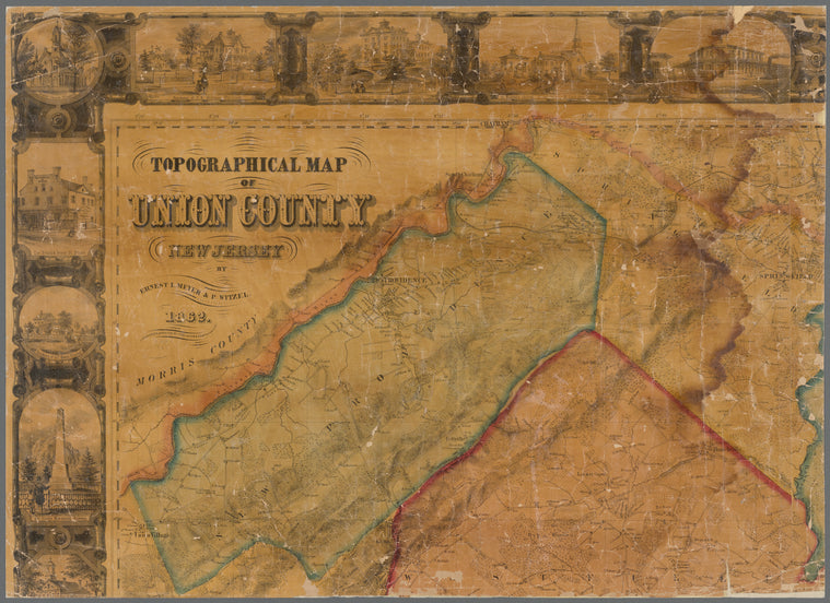 Topographical map of Union County, New Jersey