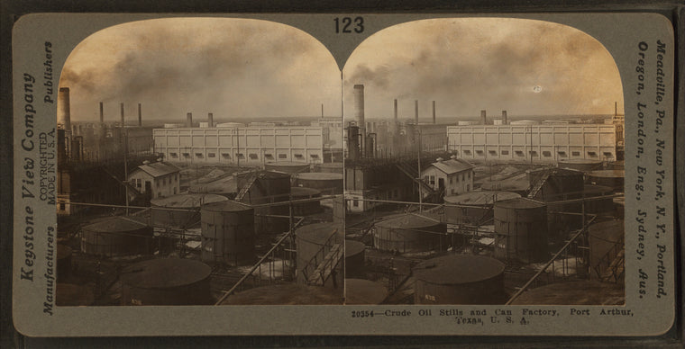 Crude oil stills and can factory, Port Arthur Texas, U.S.A..