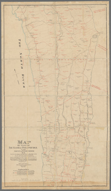 Map of part of the Manor of Philipsburgh in the county of Westchester, N.Y. : showing the grants from the State of New York in the City of Yonkers and Town of Greenburgh