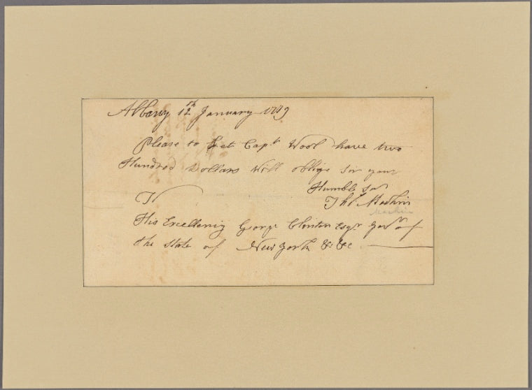 Letter to George Clinton, Governor of New York
