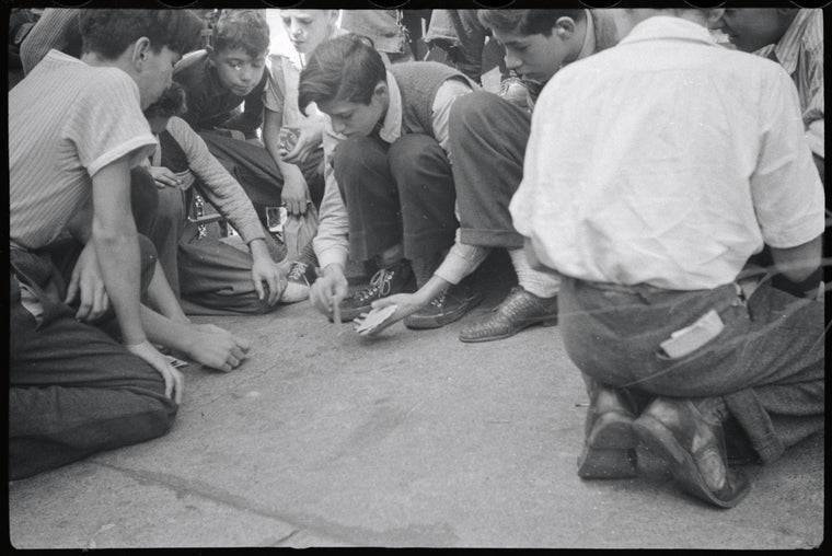 Boys playing cards. New York, NY