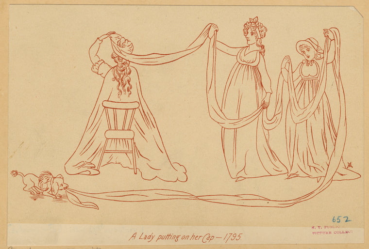 A lady putting on her cap --1795