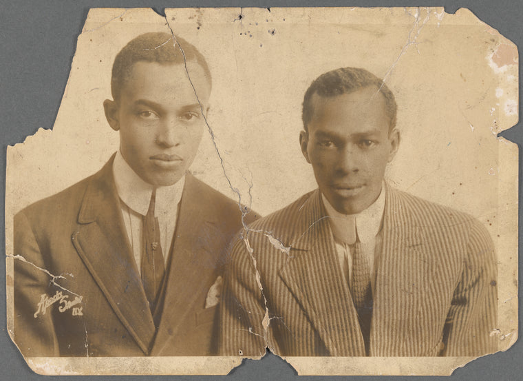 Group portrait of vaudeville comedy duo Miller and Lyles, circa 1910