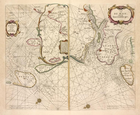 De Texel Stroom met de gaten vant Marsdiep. Caarte de Mase, ende het Goereesche gat.