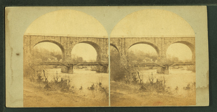 Great stone viaduct (over the Patapsco River) at "Washington Junction" by which the Washington Branch" of the Baltimore & Ohio Railroad crosses the river, nine miles from Baltimore.