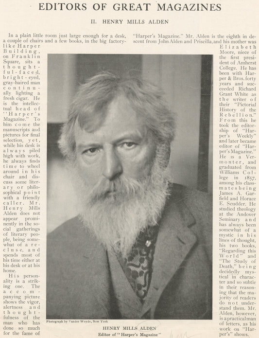 Henry Mills Alden, editor of "Harper's Magazine": II. Henry Mills Alden