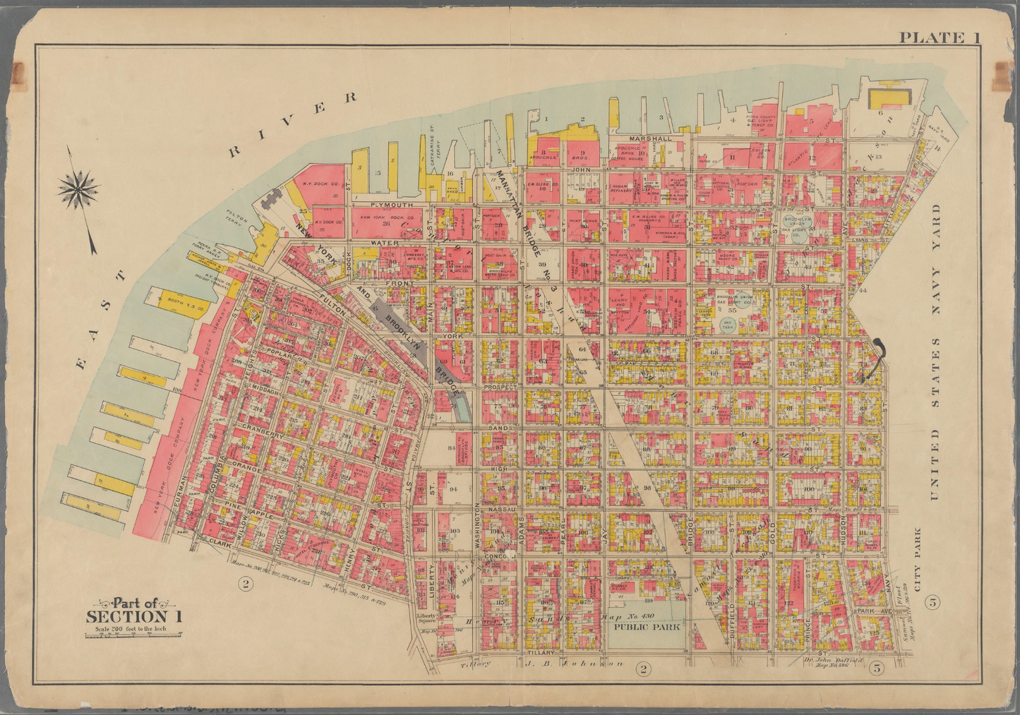 Bounded by Plymouth Street, Washington Street, John Street, Bridge Street, Marshall Street, Little Street, Evans Stree... Plate 1