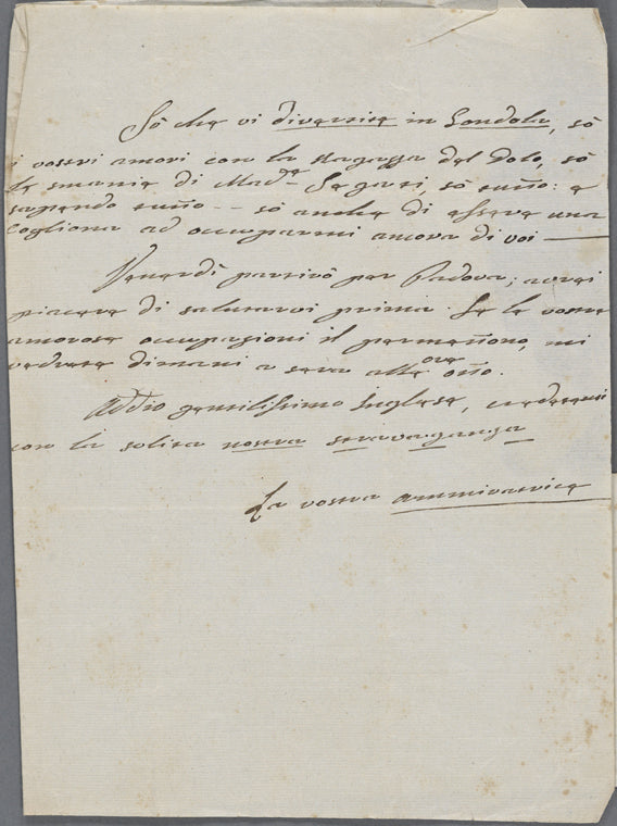 Autograph note unsigned to Lord Byron, ?January-?March 1818