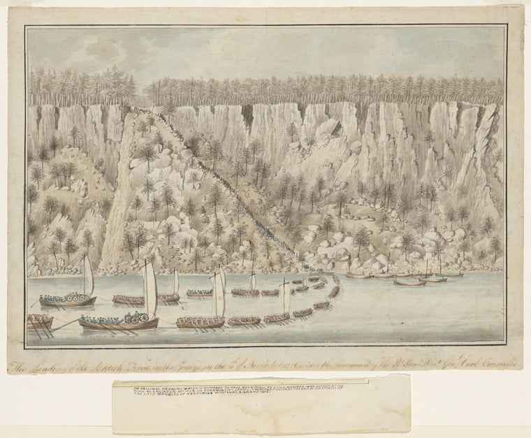 The landing of the British forces in the Jerseys on the 20th of November 1776 under the command of the Rt. Honl. Lieut. Genl. Earl Cornwallis