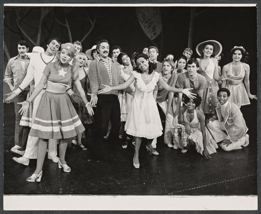 Hal Linden, Sharron Miller, Barbara McNair and ensemble in the 1973 Broadway revival of The Pajama Game
