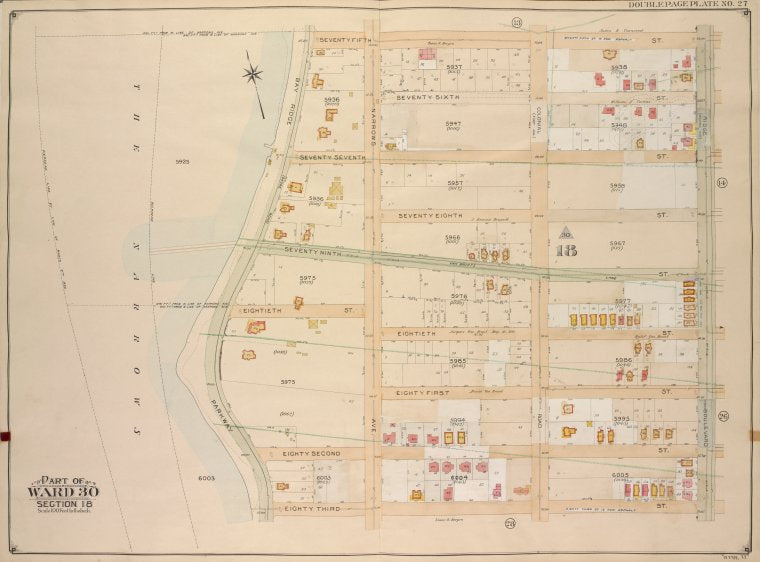 Brooklyn, Vol. 6, Double Page Plate No. 27; Part of Ward 30, Section 18; [Map bounded by 75th St., Ridge Blvd.; Including 83rd St., Bay Ridge Parkway]