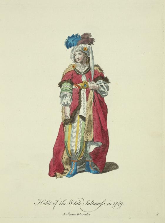 Habit of the white sultaness in 1749. Sultane blanche.