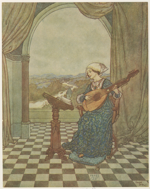 "She played upon the ringing lute, and sang to its tones"