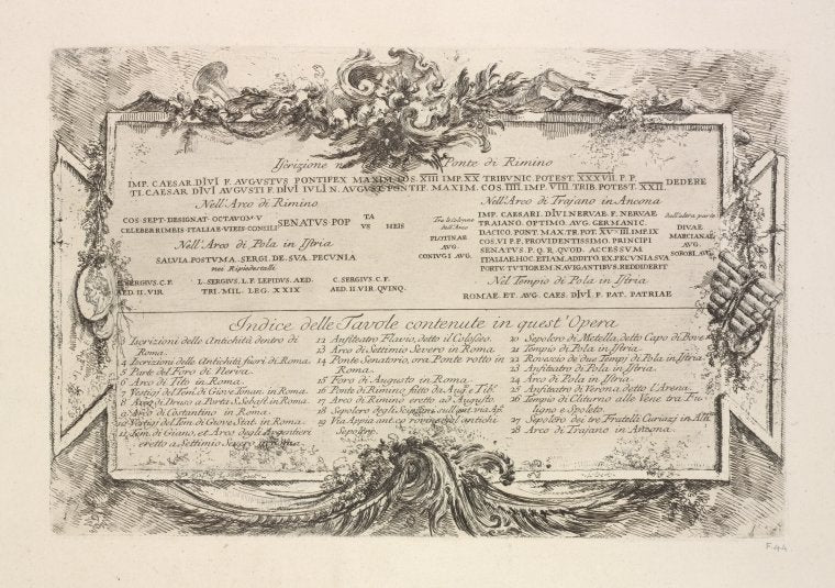 Inscriptions on Antiquities outside Rome, with Index of Plates.