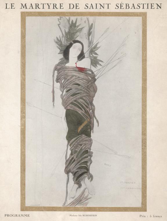 Madame Ida Rubinstein pictured on cover of Le Martyre de Saint Sebastien programme