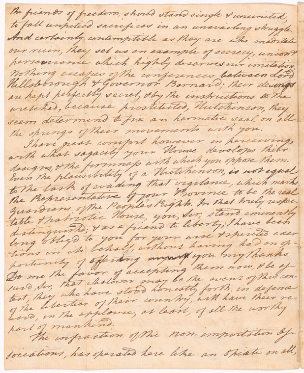 Letter from Arthur Lee