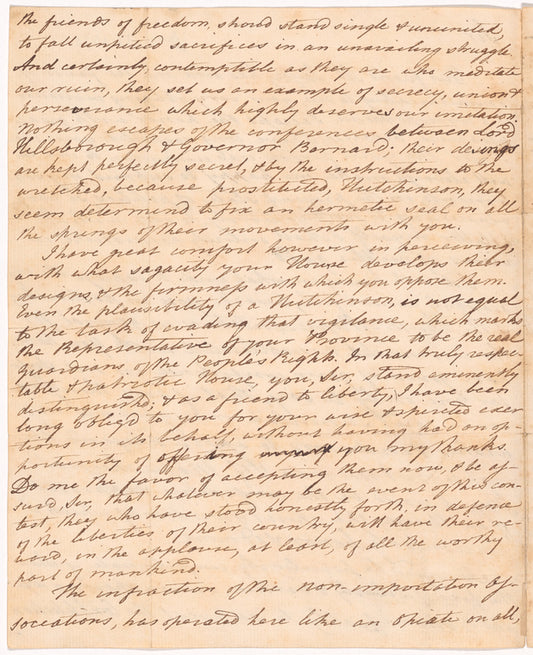 Letter from Arthur Lee