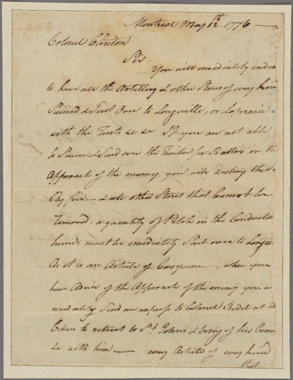 Letter to Col. [James] Clinton