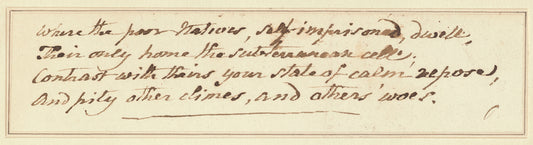 Philip Freneau manuscript of last four lines of his poem, “Winter” and manuscript note on “self murder”