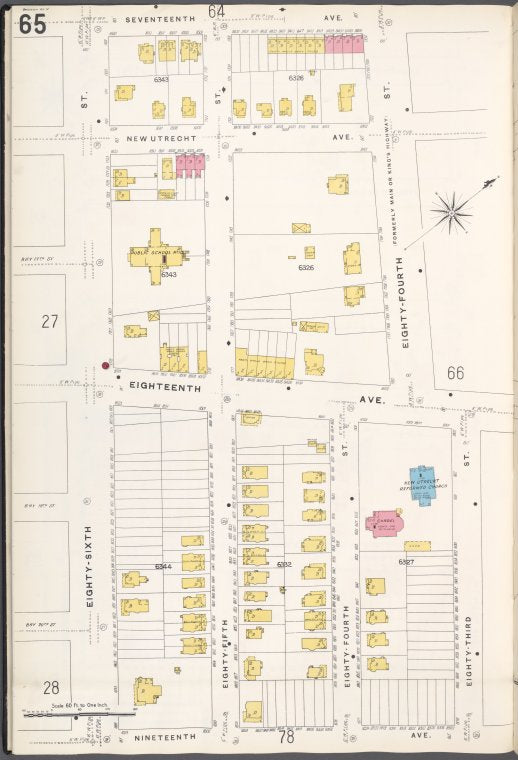 Brooklyn V. 12, Plate No. 65 [Map bounded by 17th Ave., 83rd St., 19th Ave., 86th St.]