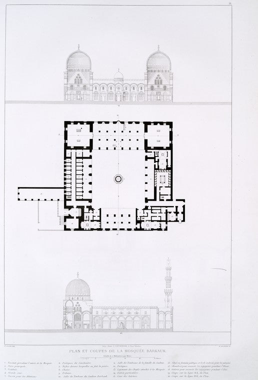 Plan et coupes de la Mosquée Barkauk
