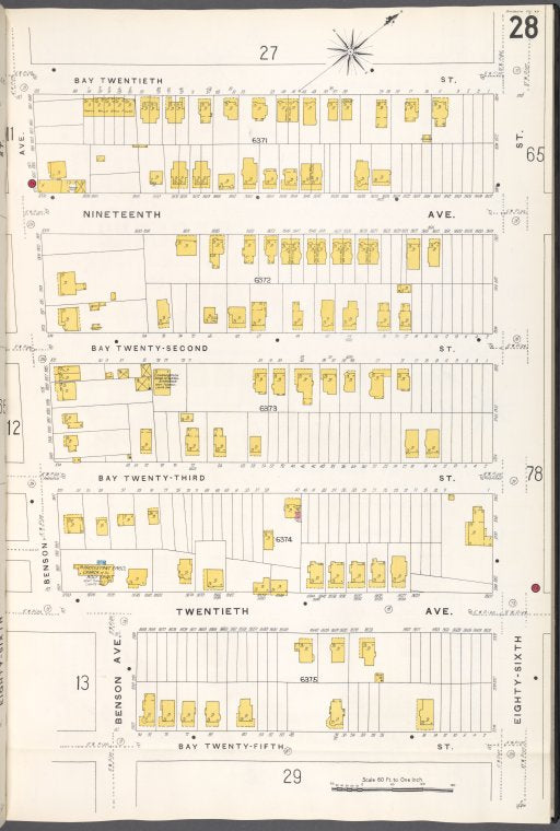 Brooklyn V. 12, Plate No. 28 [Map bounded by Bay 20th St., 86th St., Bay 25th St., Benson Ave.]