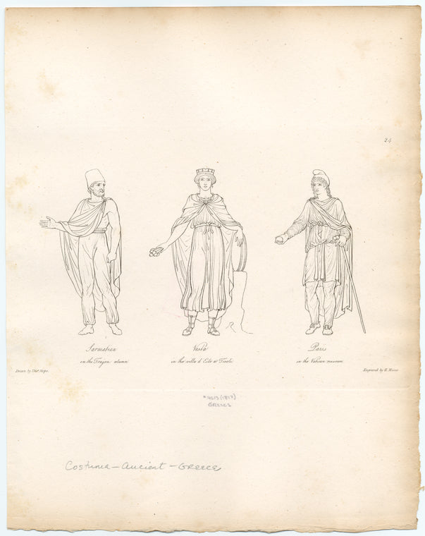 Sarmatian, on the Trajan column ; Vesta, in the villa d'Este at Tivoli ; Paris, in the Vatican museum