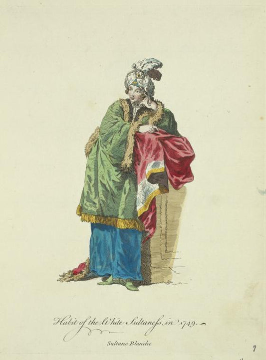 Habit of the white sultaness in 1749. Sultane blanche.