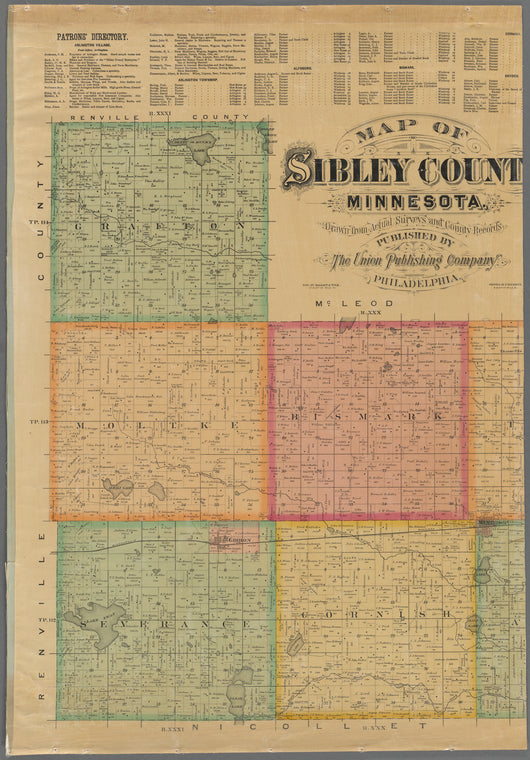 Map of Sibley County, Minnesota : drawn from actual surveys and county records