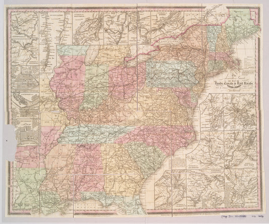 The travellers guide, or, Map of the roads, canals & rail roads of the United States, with the distances from place to place