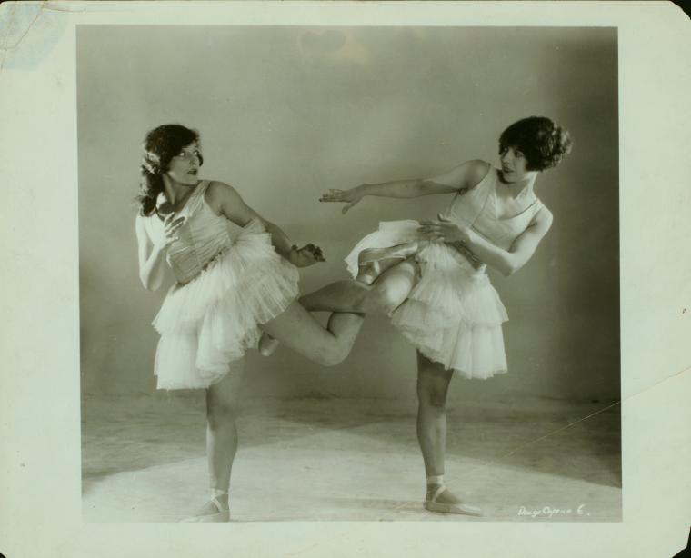 Two unidentified dancers with their legs entangled in a comic attitude in Danse caprice