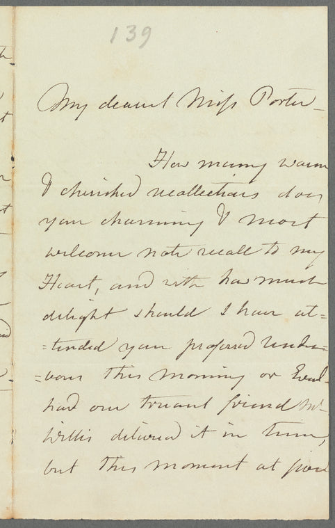 Jane Lynd to Jane Porter, autograph letter signed
