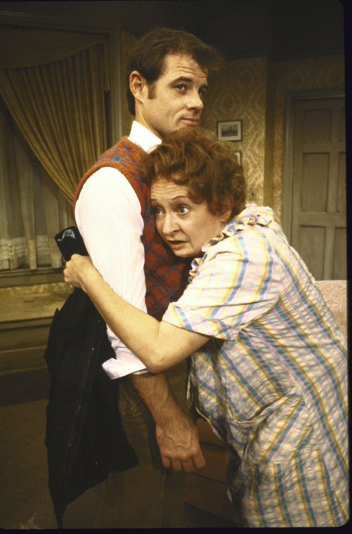 Actors Barbara Bryne and Brad Davis in a scene from the replacement cast of the Off-Broadway revival of the play "Entertaining Mr. Sloane." (New York)