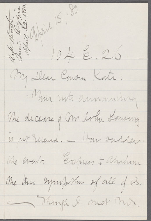 Letter to Catherine Gansevoort Lansing