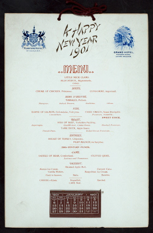 NEW YEARS DAY DINNER [held by] GRAND HOTEL [at] "MACKINAC ISLAND, MI" (HOTEL;)