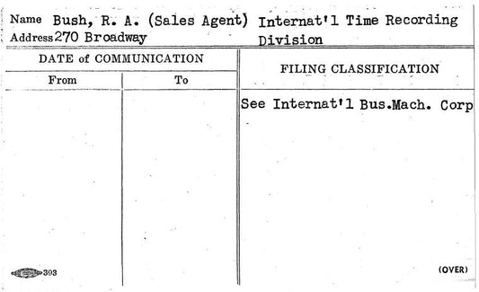 Bush, R.A. (Sales Agent) Internat'l Time Recording Division