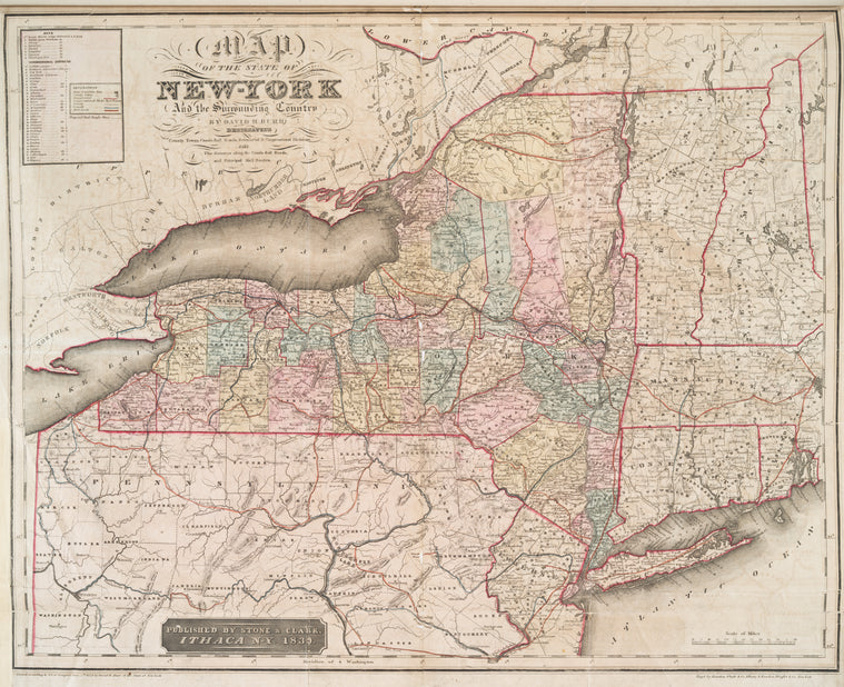 Map of the state of New-York and the surrounding country