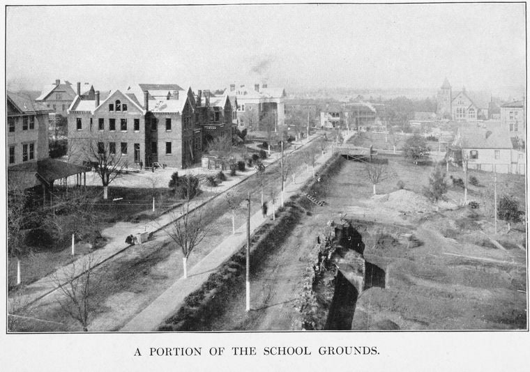 A portion of the school grounds