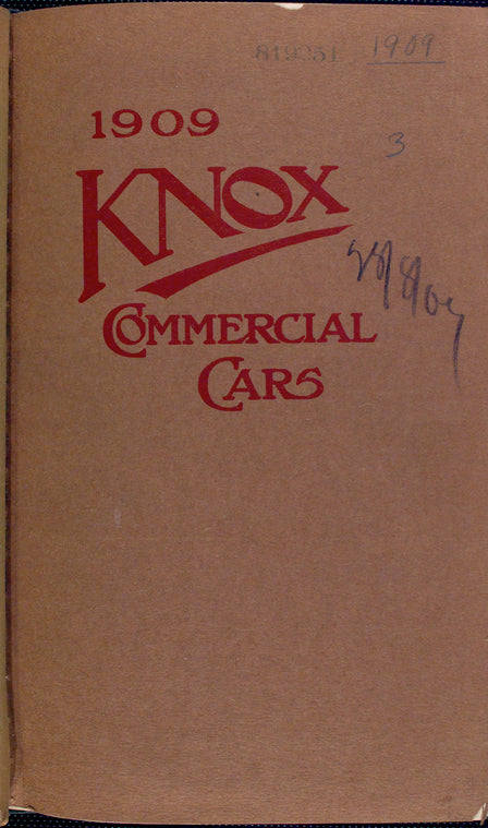 1909 Knox commercial cars [Front cover].