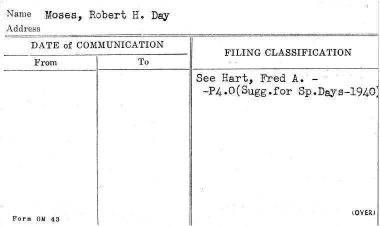 Moses, Robert H. Day