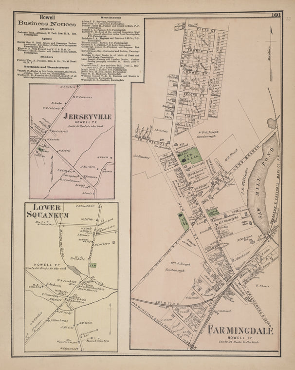 Howell Business Notices. ; Jerseyville [Village]; Lower Squakum [Village]; Farmingdale [Village]