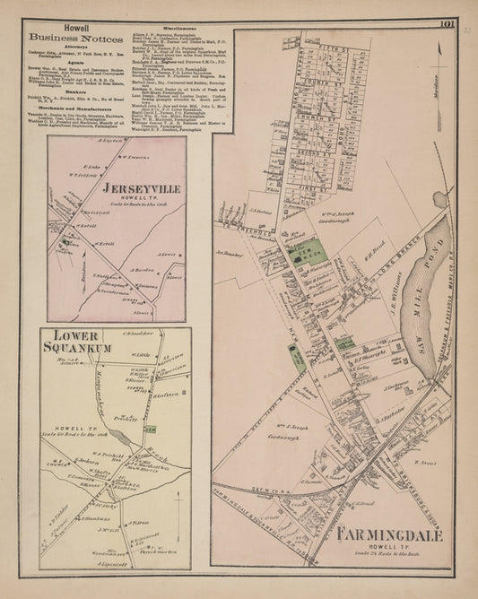 Howell Business Notices. ; Jerseyville [Village]; Lower Squakum [Village]; Farmingdale [Village]