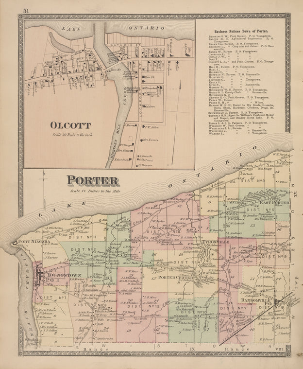 Olcott [Village]; Business Notices Town of Porter; Porter [Township]