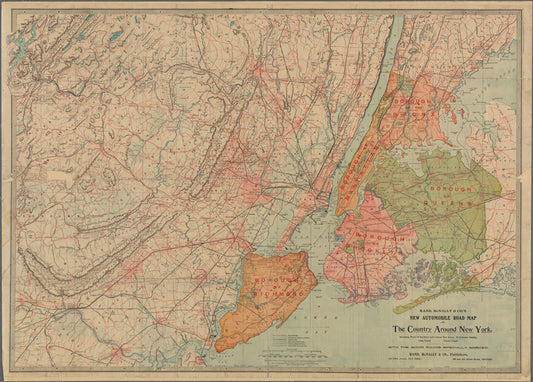Rand, McNally & Co.'s new automobile road map of the country around New York : including parts of northern and central New Jersey, Westchester County, Long Island, Staten Island